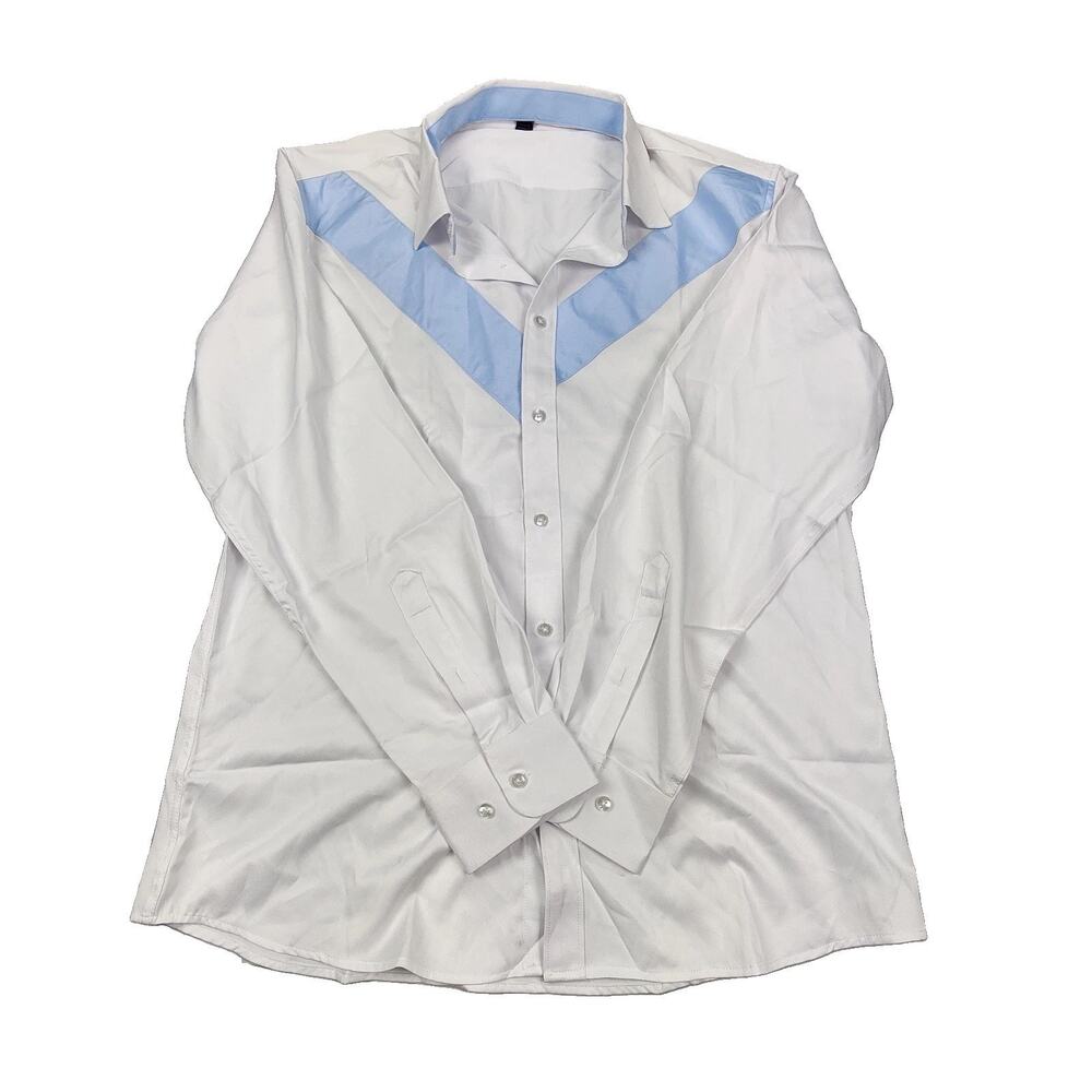 Design In Italy Dress Shirt Mens 16 34/35 White Colorblock Contrast Long Sleeve